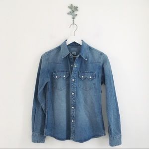 SUNDANCE Denim Snap Button-Down Shirt 4
